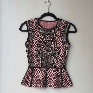 BCBGMAXAZRIA Collette Jacquard Peplum Top